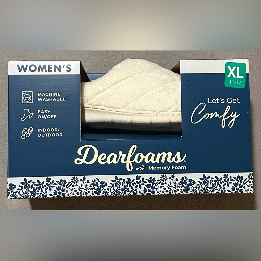 Dearfoams with Memory Foam Women’s Slippers/ Muslin/ XL 11-12/ NWT